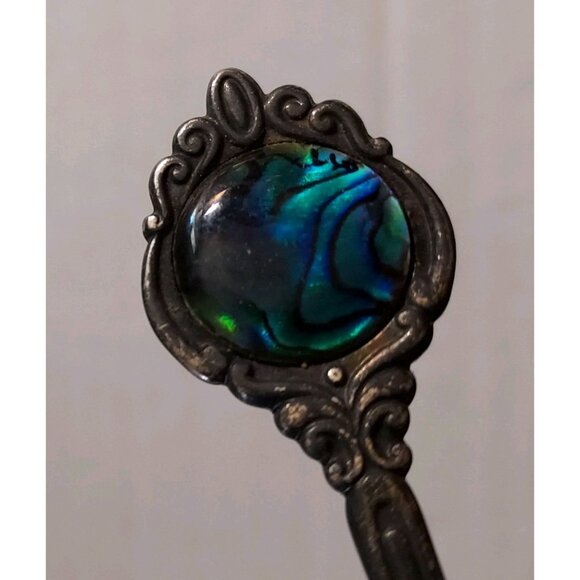 Sterling Silver Antique Souvenir Spoon Made in New Zealand Mother of Pearl - Picture 5 of 9